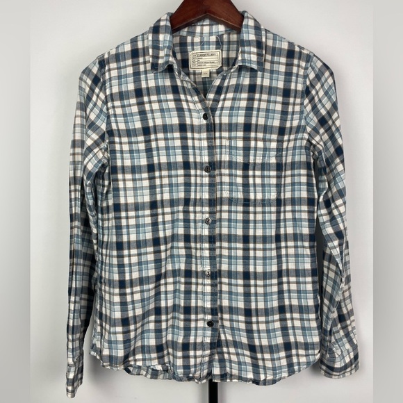 Current/Elliott Blue Witty Plaid Slim Boy Long Sleeve Button Up Shirt - Picture 1 of 7